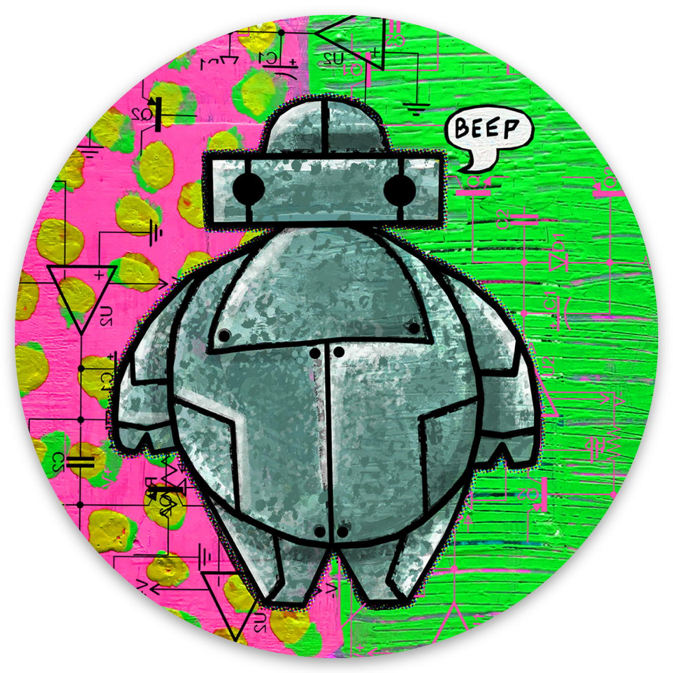 Beep Circle Sticker 3"x 3"