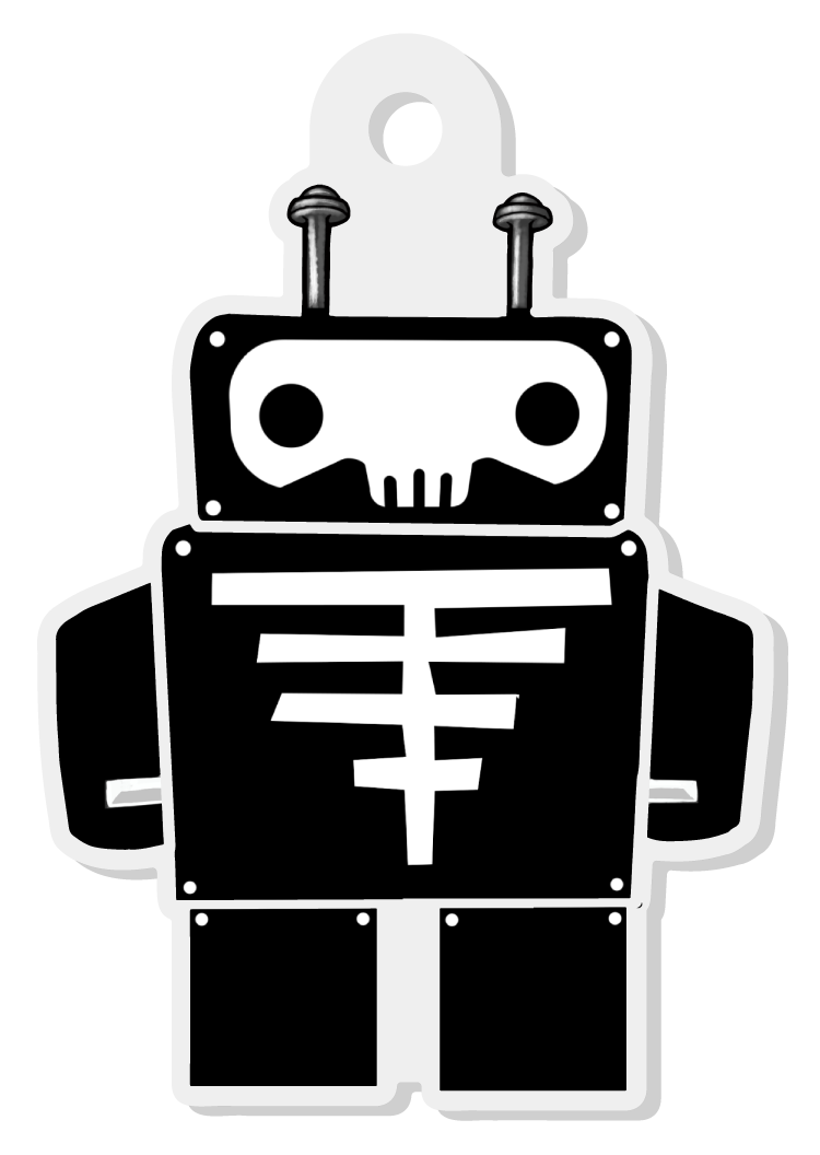 SkeleBot acrylic keychain
