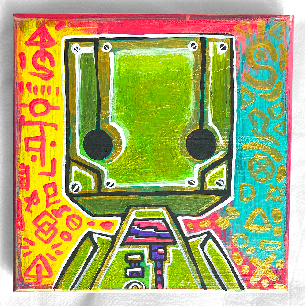 Green Bot Painting  6" x 6"