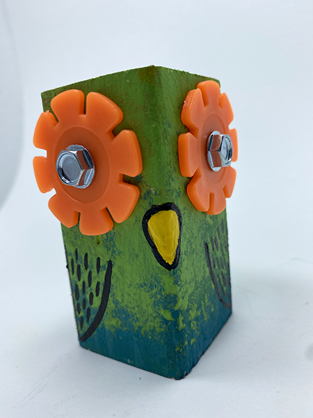 Green Blue Owl Robot